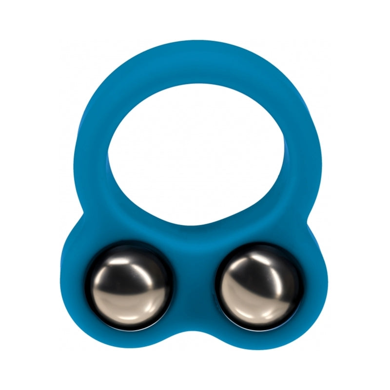 LEVELZ Liquid Silicone Double Weighted Ball Cock Ring Teal by Shots America LLC