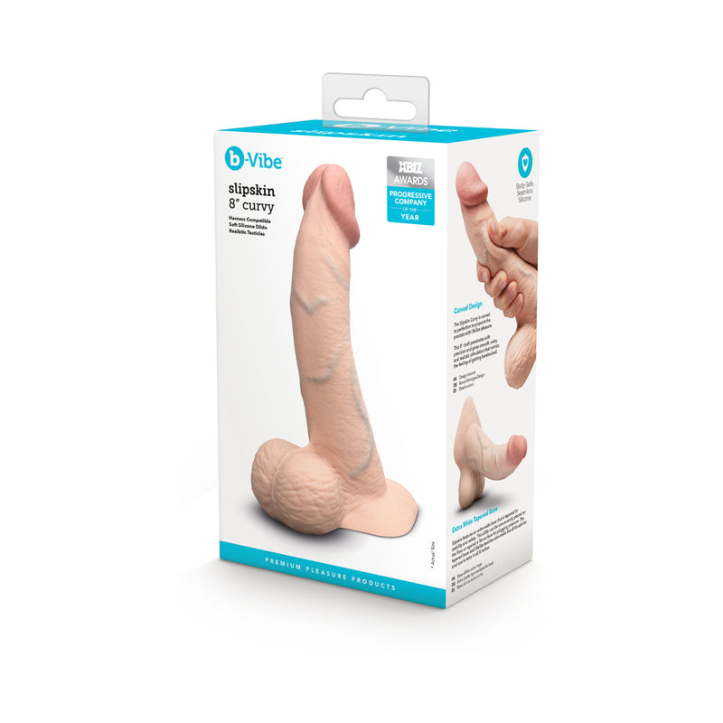 b-Vibe Slipskin Realistic Silicone Dildo 8 in. Curved Cream by COTR Inc.