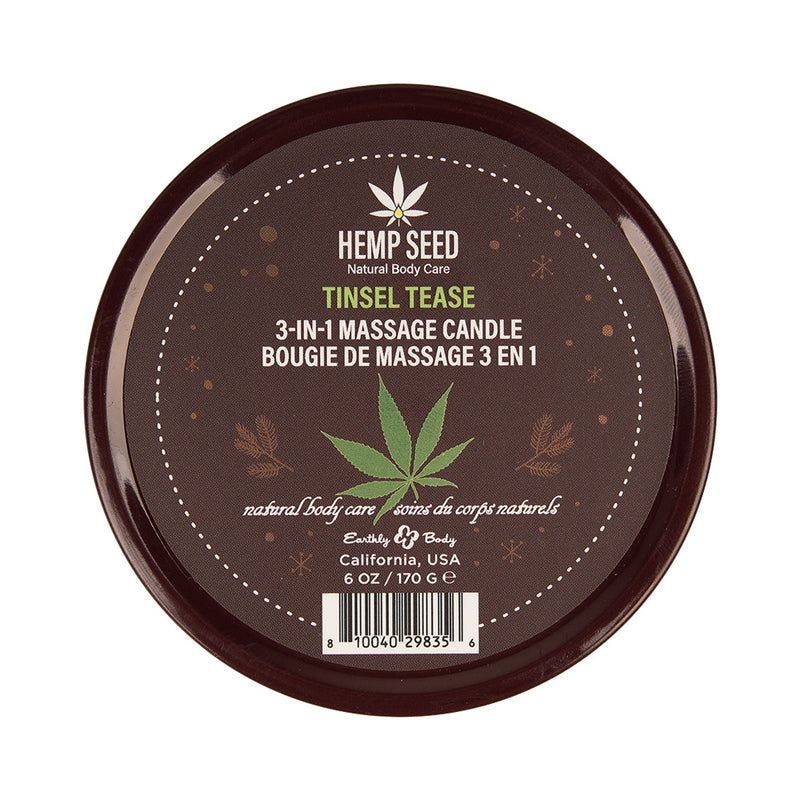 Earthly Body Hemp Seed 3-in-1 Massage Candle Tinsel Tease 6 oz. by Earthly Body