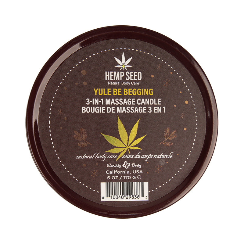 Earthly Body Hemp Seed 3-in-1 Massage Candle Yule Be Begging 6 oz. by Earthly Body