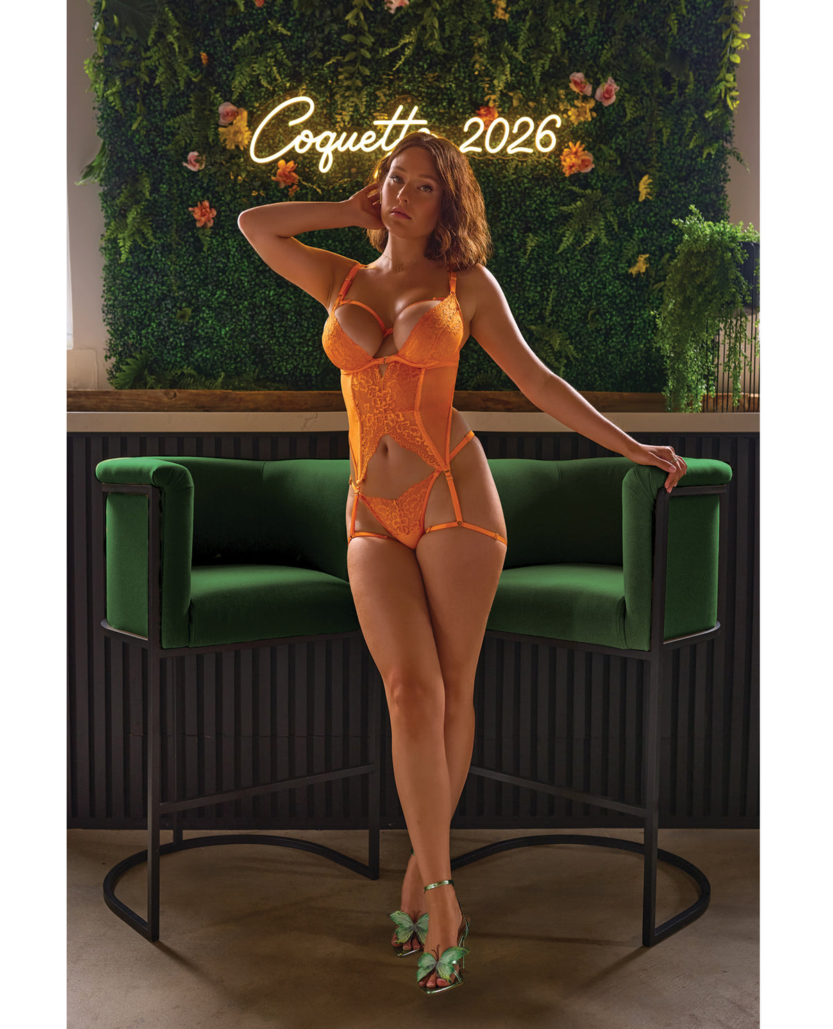 Mango Obsession Bustier w/Thong - Orange O/S by Coquette