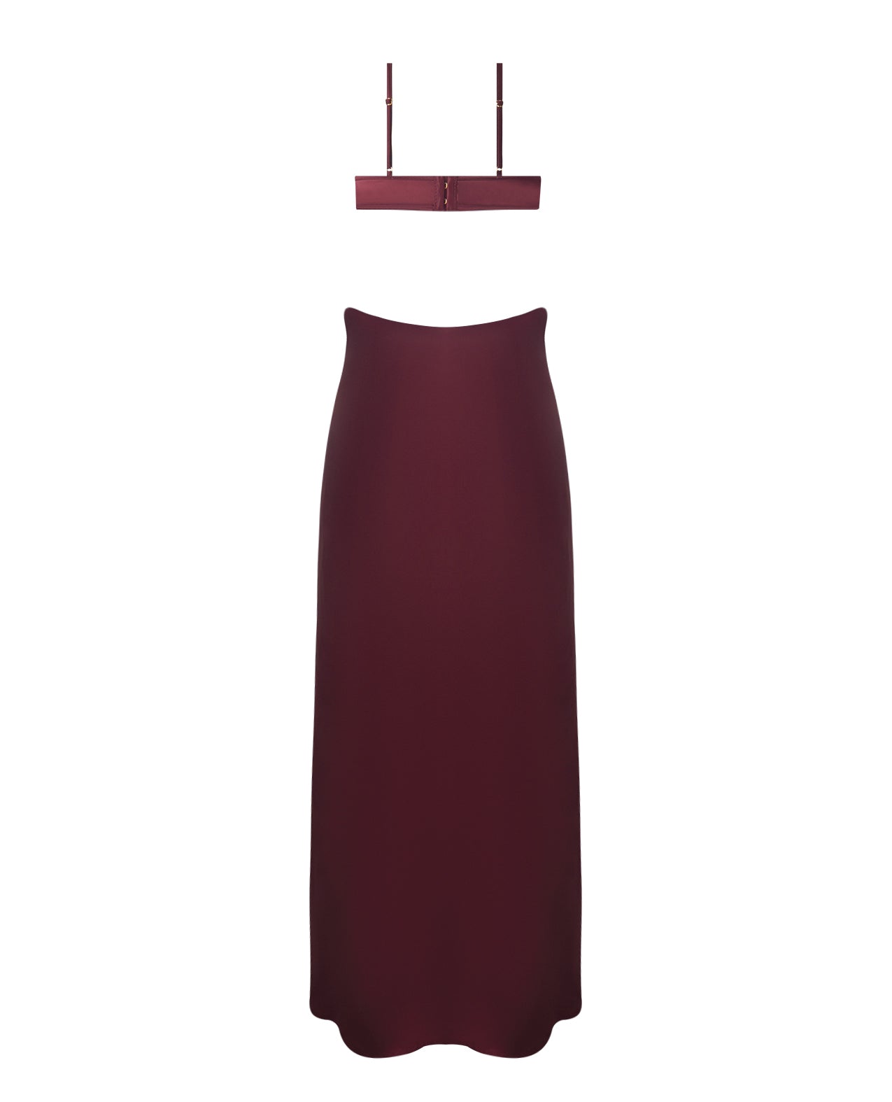 Brigeta Satin Cut Out Long Dress - Burgundy MD by House of Desire