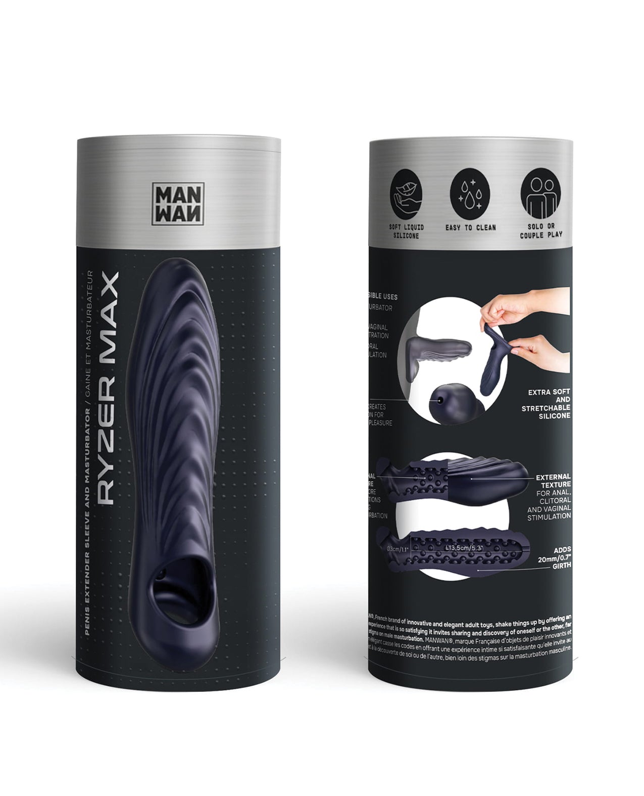 Man Wand RYZER Max Penis Sleeve - Black Plum by Man Wand