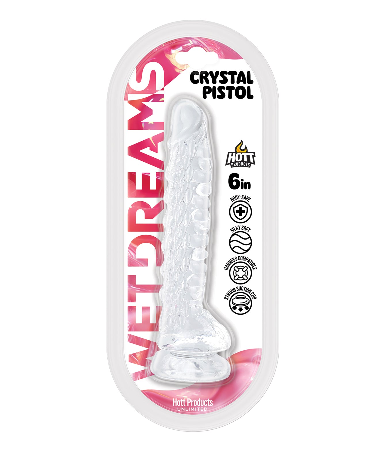 Wet Dreams Crystal Pistol 6" Suction Cup Dildo - Clear by Wet Dreams