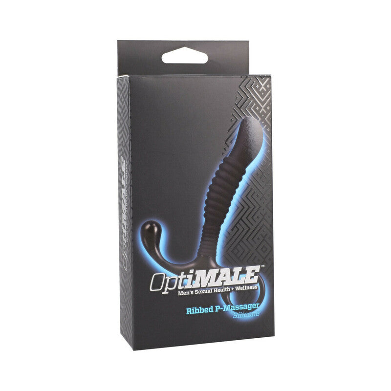 OptiMALE Ribbed Silicone P-Massager Black by Doc Johnson