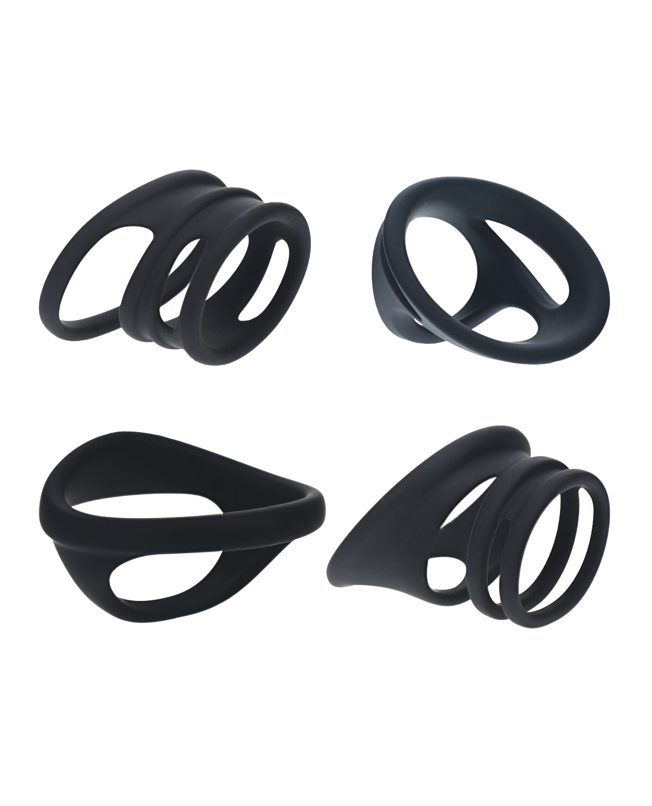 Shots Levelz Set of 4 Silicone Cock & Ball Rings - Black by Levelz