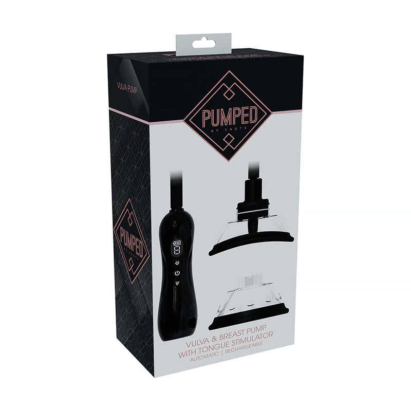 PUMPED Automatic Rechargeable Vulva & Breast Pump with Tongue Stimulator Black by Shots America LLC
