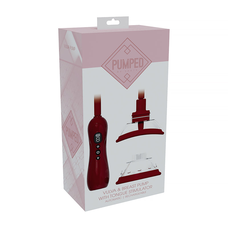 PUMPED Automatic Rechargeable Vulva & Breast Pump with Tongue Stimulator Red by Shots America LLC