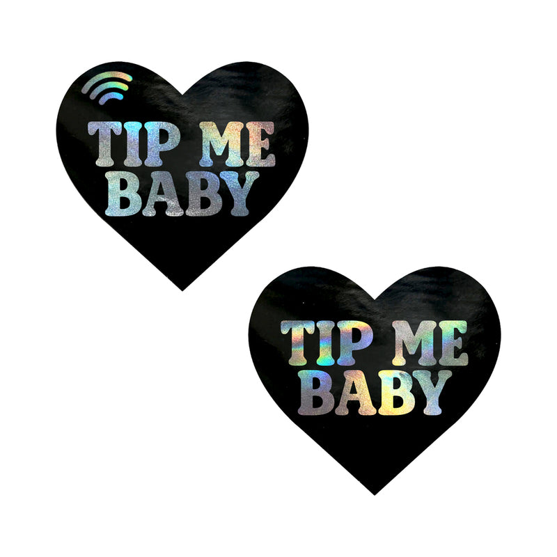Neva Nude LLC Tip Me Baby Holographic Heart Smart NFC Pasties (Part Number: CTBM-HRT-DOM-NFC) by Neva Nude LLC