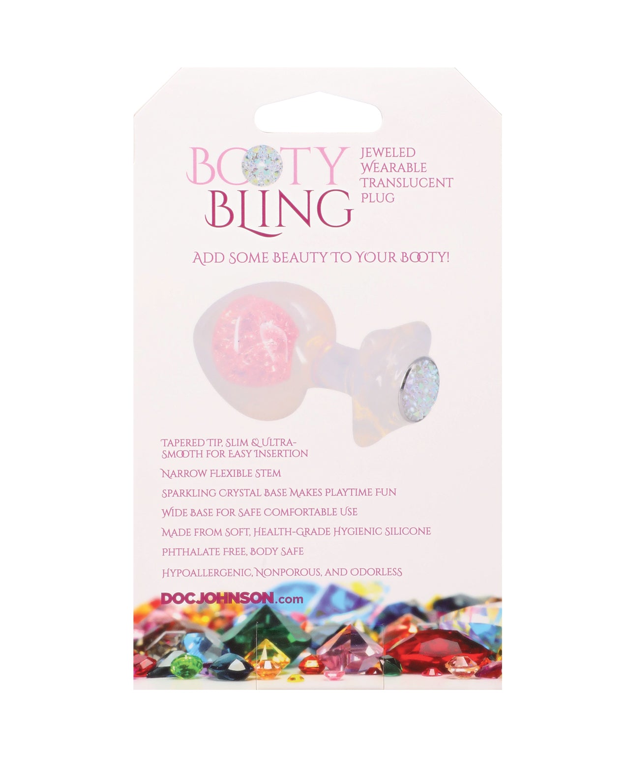 Booty Bling Jeweled Wearable Translucent Silicone Plug - Large by Booty Bling