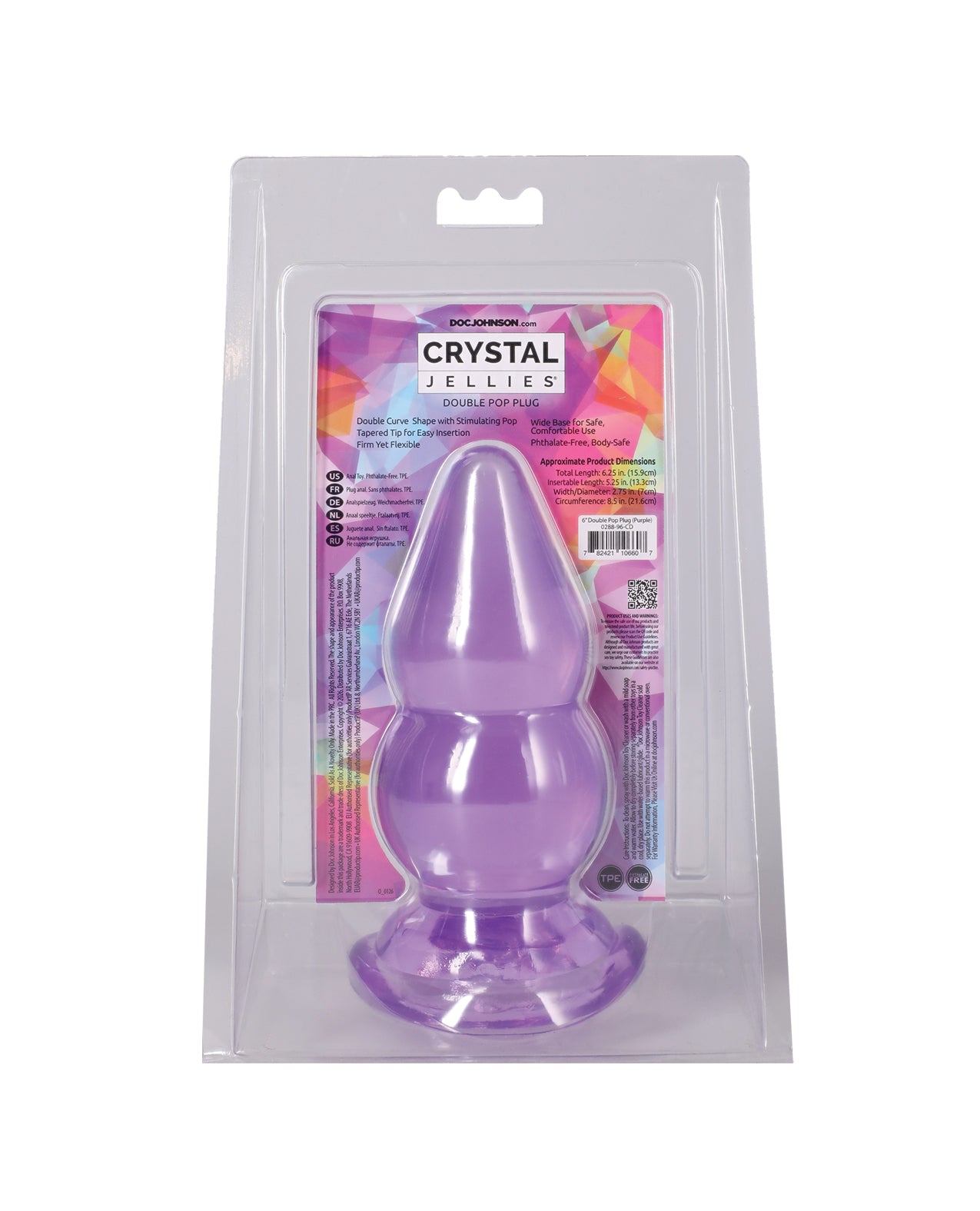 Crystal Jellies 6" Double Pop Plug - Purple by Crystal Jellies