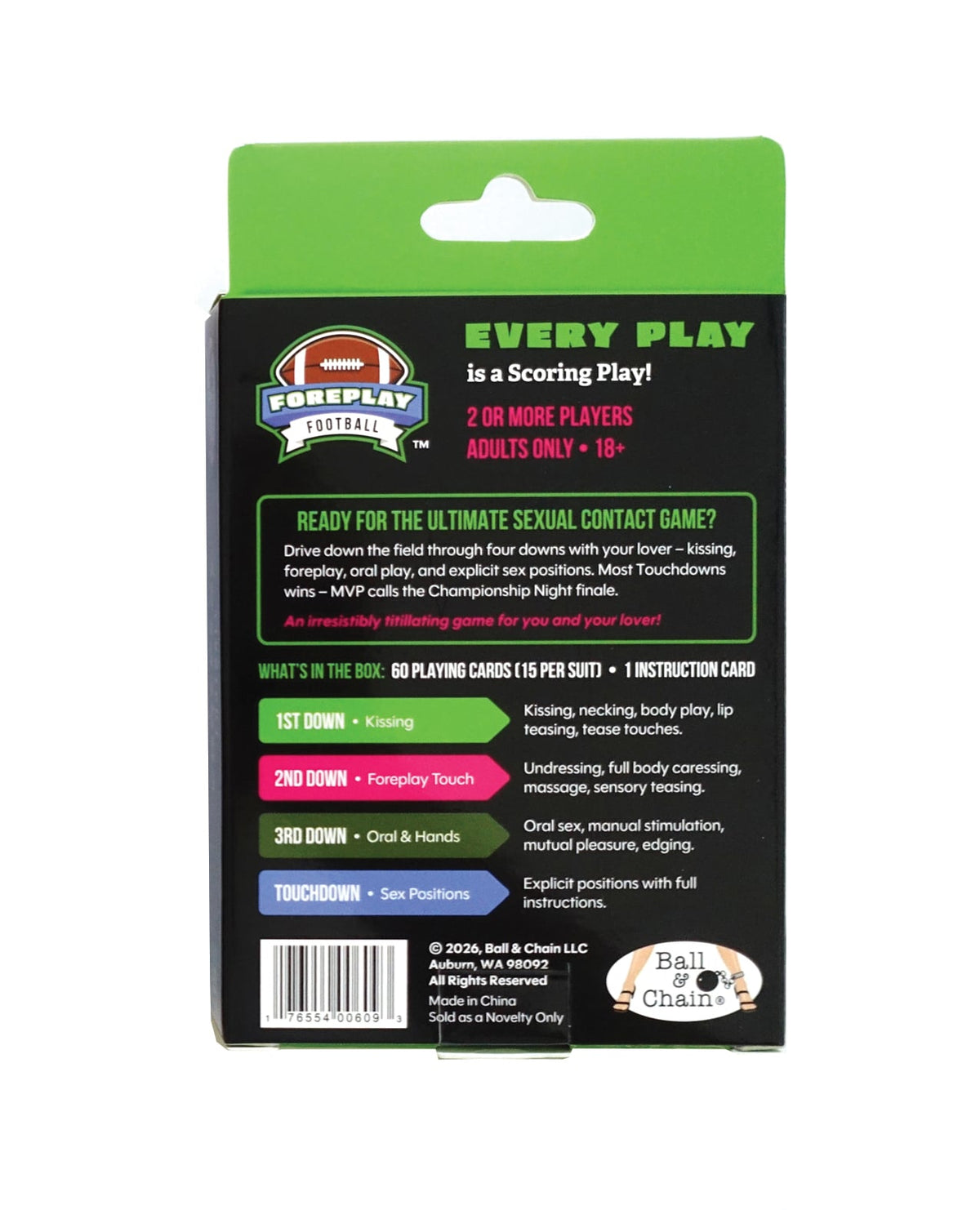Foreplay Football Card Game by Ball & Chain