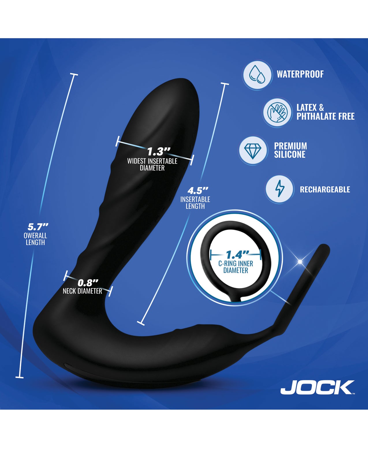 Curve Toys Jock Electro Shockwave E-Stim Anal Plug w/C-Ring by Jock