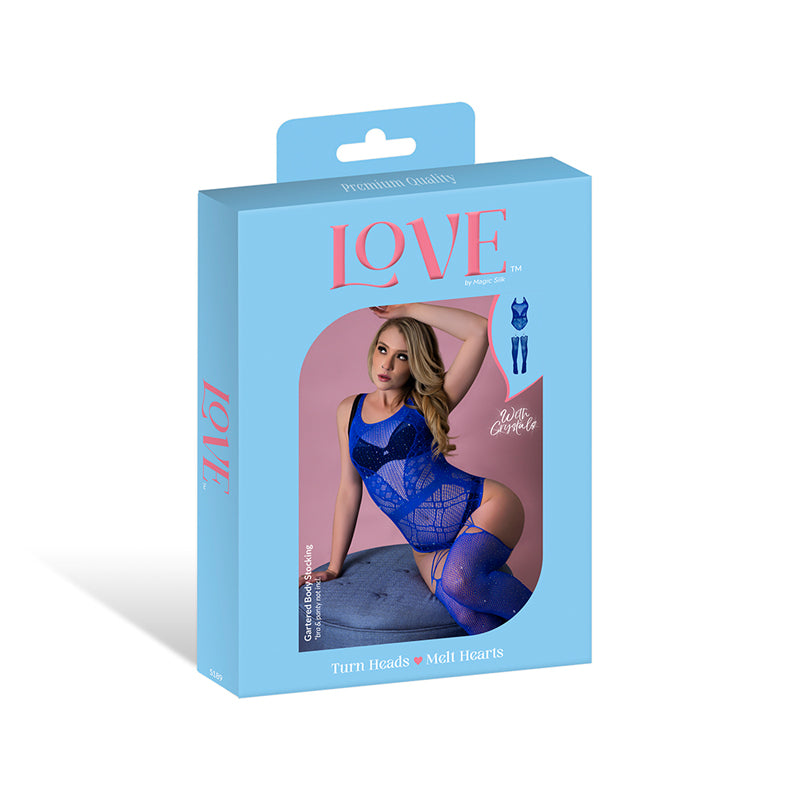 Magic Silk Seamless Gartered Bodystocking Blue O/S by Magic Silk