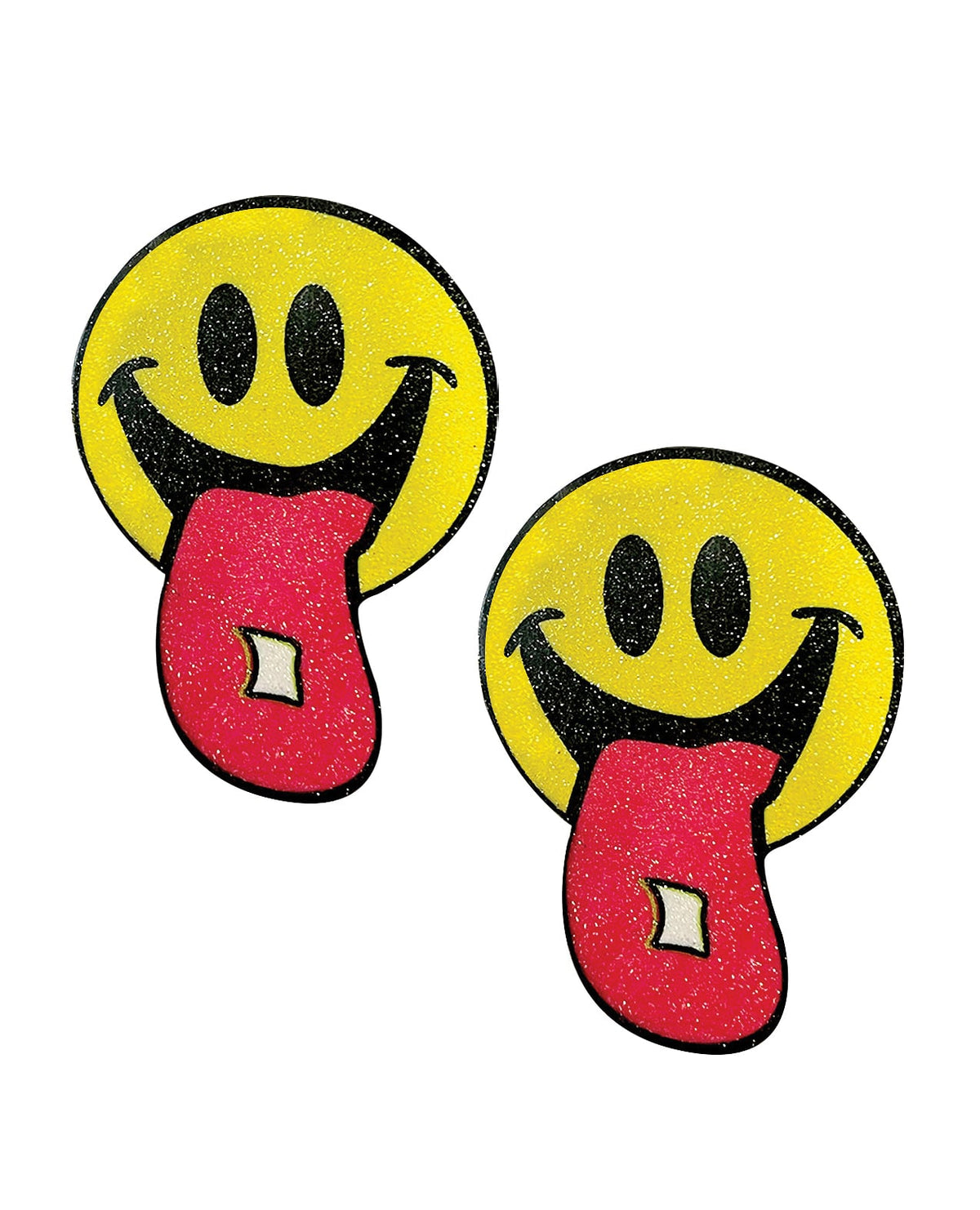 Neva Nude Smiley Face Glitter Tab Pasties - Multicolor O/S by Neva Nude