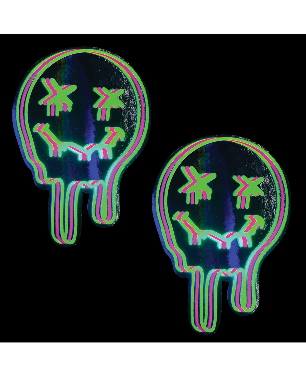 Neva Nude Super UV Trippy Face Neon Pasties - Multicolor O/S by Neva Nude
