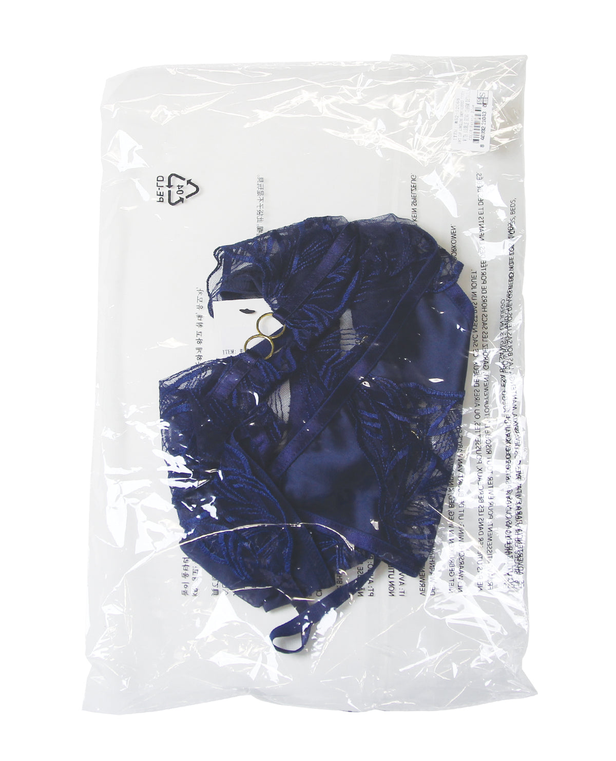Davina V-Plunge Embroidered Teddy w/Double Ring Charm - Navy SM by Oh La La Cheri