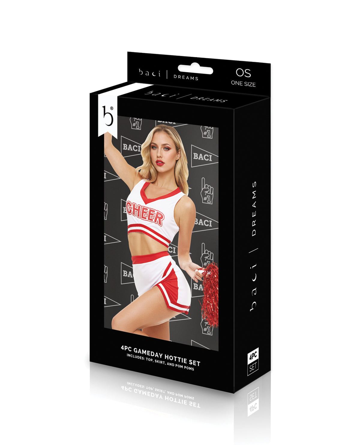 Dreams by Baci Lingerie Gameday Hottie 4-pc Set - White/Red O/S by Dreams by Baci Lingerie