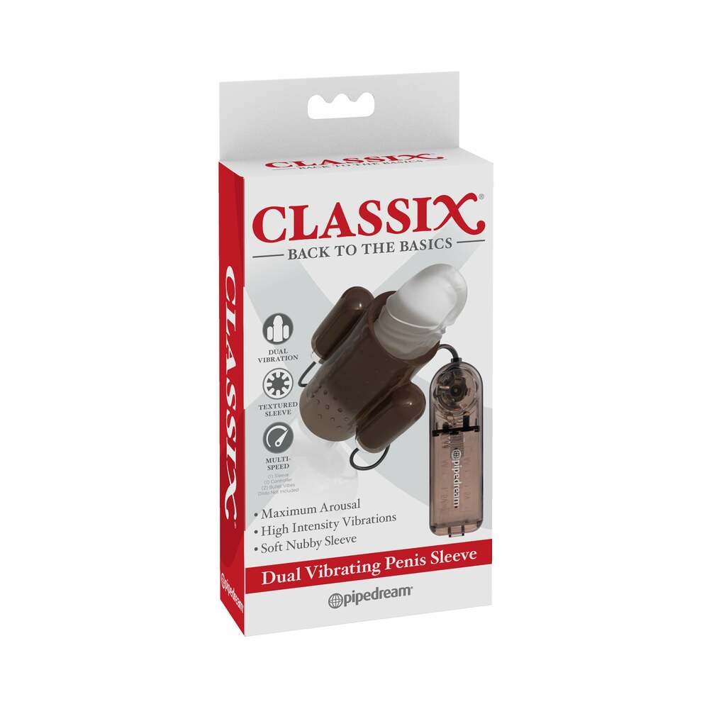Classix Dual Vibrating Penis Sleeve Smoke by Pipedream