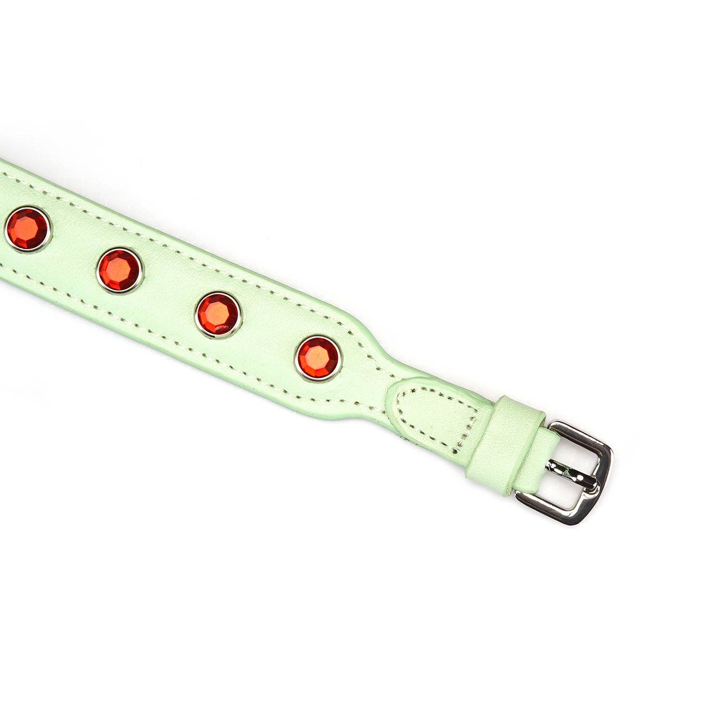 Liebe Seele Premium Leather Choker with Diamonds Green