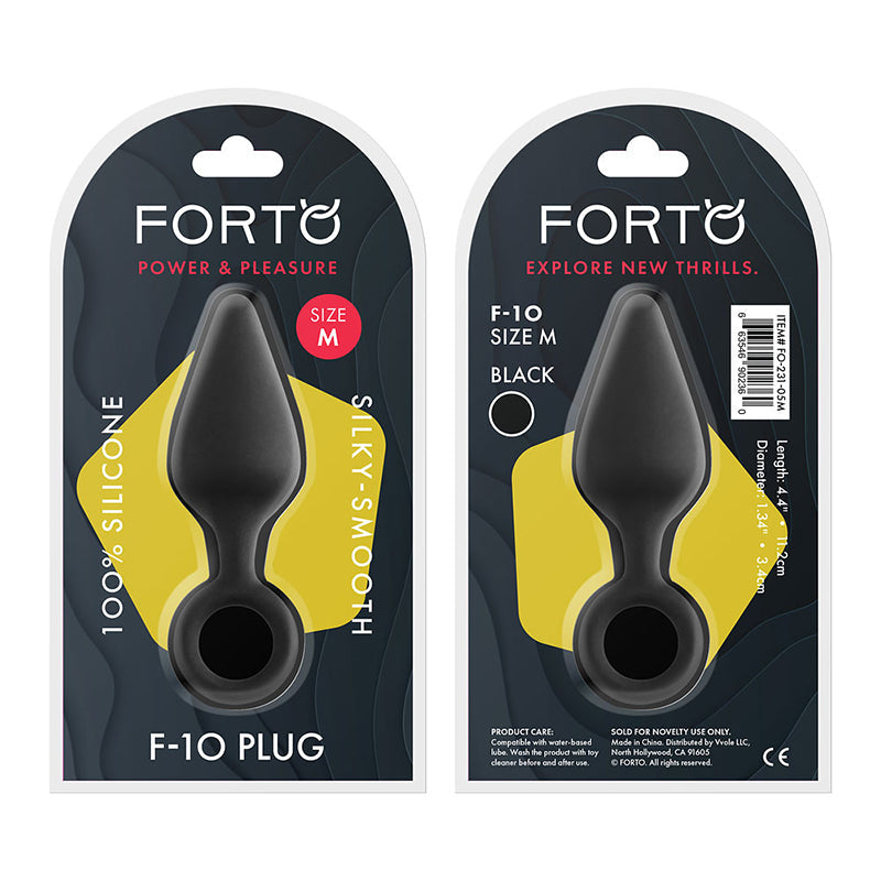 Forto F-10 Silicone Anal Plug with Pull Ring Medium Black by Vvole