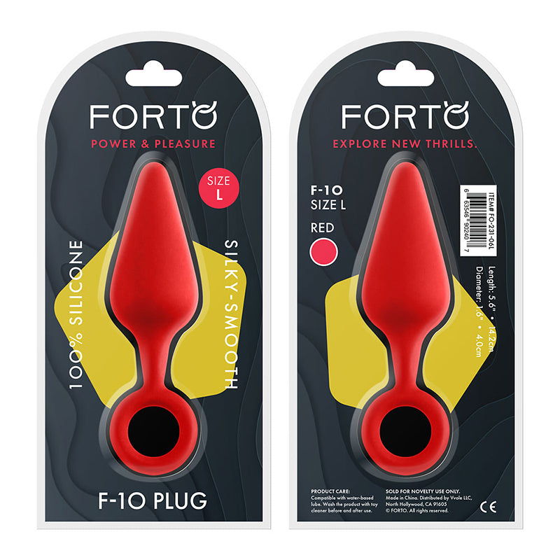 Forto F-10 Silicone Anal Plug with Pull Ring Large Red by Vvole