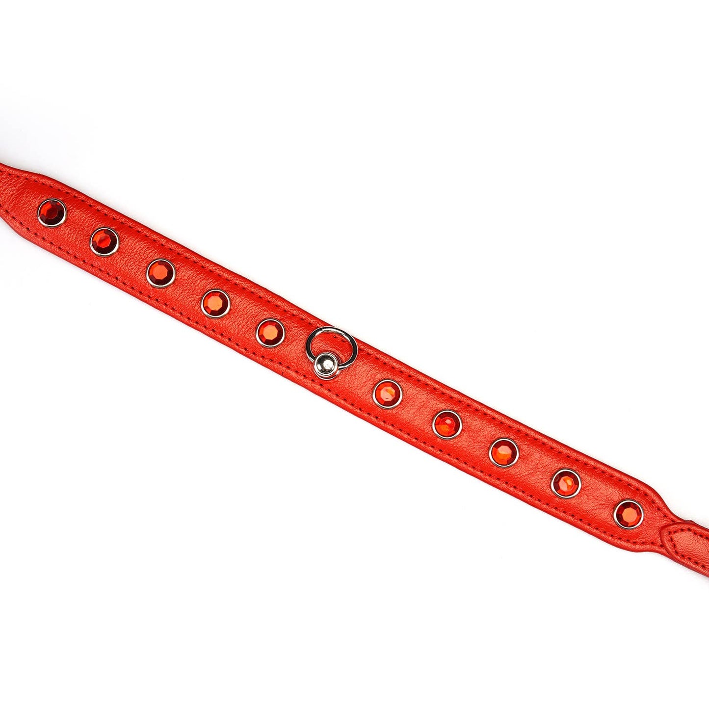 Liebe Seele Premium Leather Choker with Diamonds Red