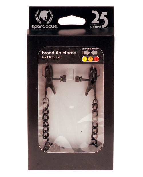 Spartacus Blackline Broad Tip Adjustable Nipple Clamps w/Chain - Black by Spartacus