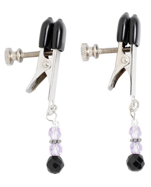 Spartacus Adjustable Broad Tip Nipple Clamps w/Purple Beads by Spartacus
