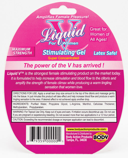 Liquid V Female Stimulant - 10 ml Bottle in Clamshell by Body Action Products