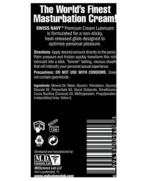 Swiss Navy Premium Masturbation Cream - 5 oz Tube by M.D. Science Lab