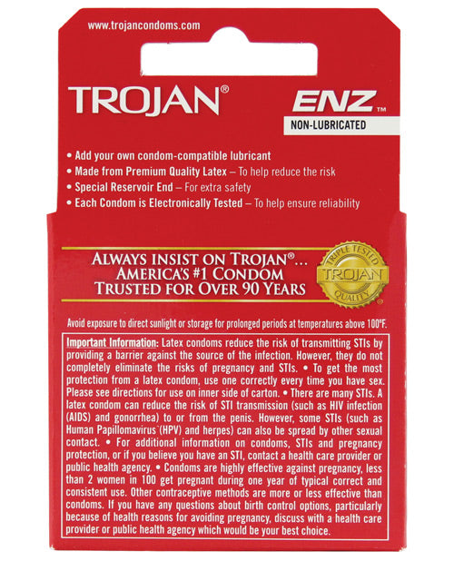Trojan Enz Non-Lubricated - Box of 3 by Paradise Marketing