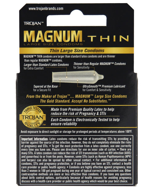 Trojan Magnum Thin Condoms - Box of 3 by Paradise Marketing