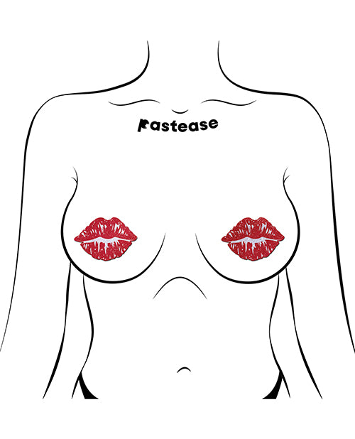 Pastease Premium Sparkle Kissing Lips - Red O/S by Pastease