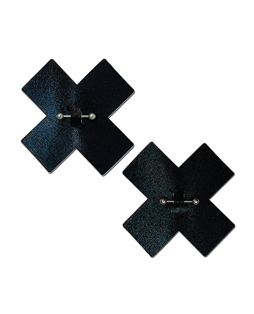 Pastease Pierced Liquid Black Cross w/Barbell Piercing - Black O/S by Pastease
