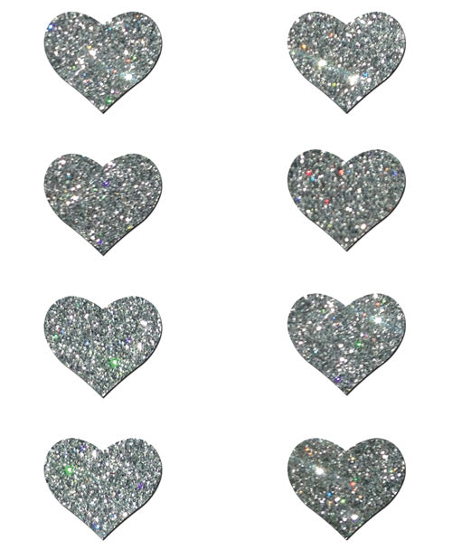 Pastease Premium Mini Glitter Hearts - Silver Pack of 8 by Pastease
