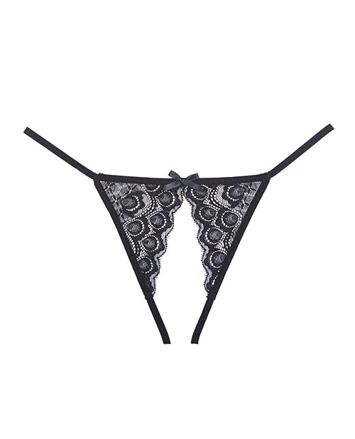 Adore Luv Web Strappy Open Front Panty Black O/S by Allure Lingerie Lp