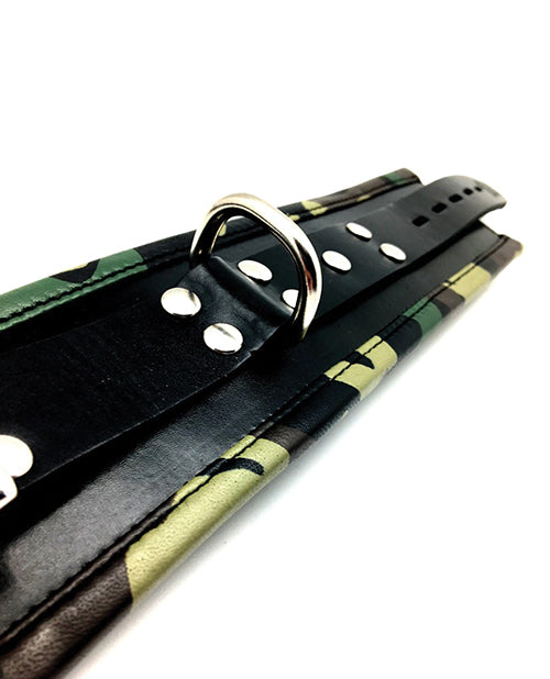 Sensual Sin Leather Padded Wrist Cuffs - Camo Piping by Atlantas Products Ltd Uk