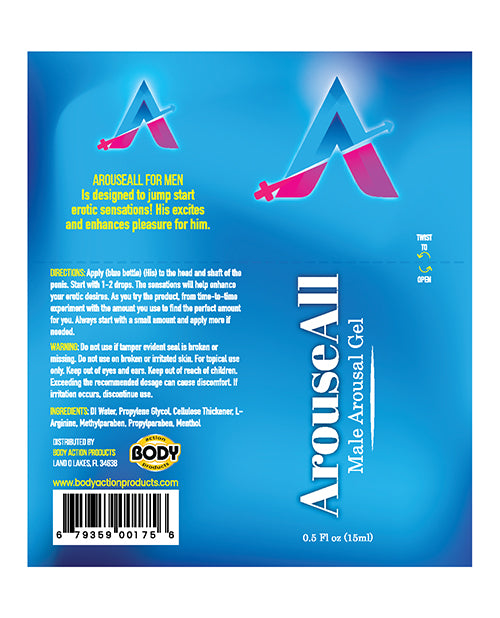 ArouseAll Male Stimulating Gel - .5 oz Bottle by Body Action Products