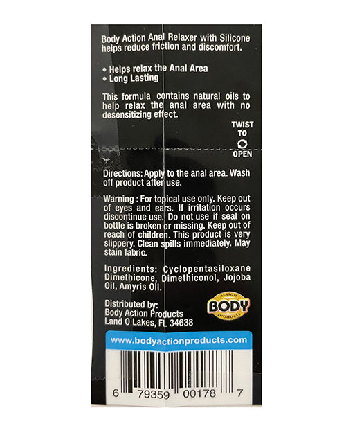 Body Action Anal Relaxer Silicone Lubricant - .5 oz by Body Action Products