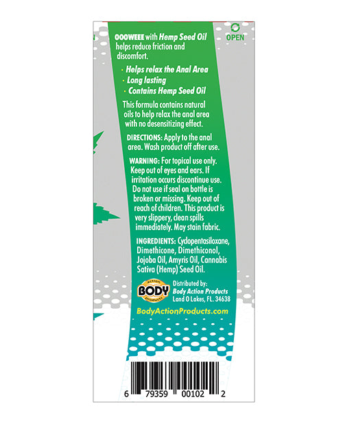 Ooowee Anal Relaxing Lubricant w/Hemp Seed Oil - .5 oz by Body Action Products
