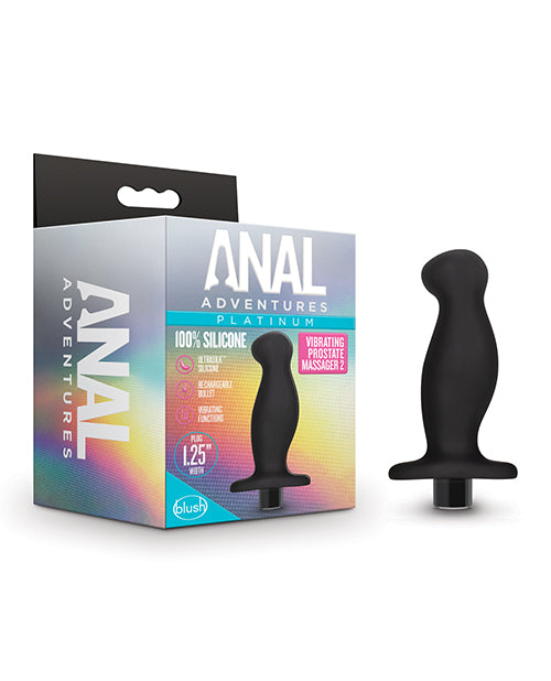 Blush Anal Adventures Platinum Silicone Vibrating Prostate Massager 02 - Black by Blush Novelties