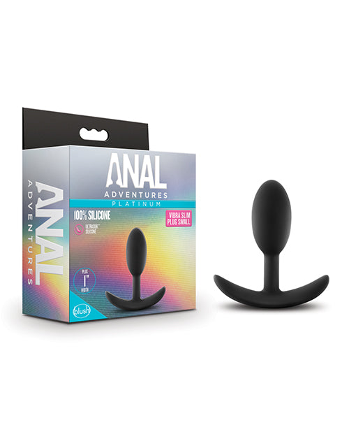 Blush Anal Adventures Platinum Silicone Vibra Slim Plug - Black by Blush Novelties