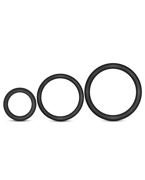 Blush Performance VS4 Pure Premium Silicone Cockring Set - Black by Blush Novelties