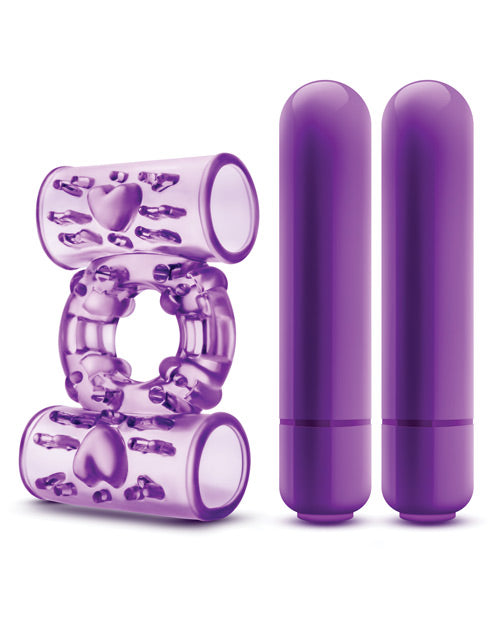 Blush Play With Me Double Play Dual Vibrating Cockring - Purple by Blush Novelties