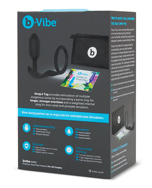 B-Vibe Snug & Tug Weighted Silicone & Penis Ring - 128 g Black by Cotr INC