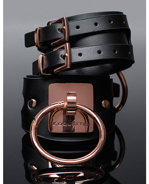 Pleasure Collection Adjustable Handcuffs - Black/Rose Gold by Coquette International