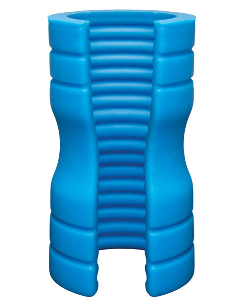 OptiMale Truskyn Silicone Stroker Ribbed - Blue by Doc Johnson