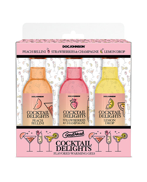 GoodHead Cocktail Delights - 2 oz Bottles, Peach Bellini, Strawberries & Champagne, Lemon Drop by Doc Johnson