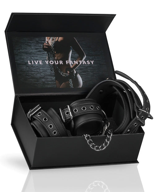Easy Toys Faux Leather Collar w/Handcuffs - Black by One-dc